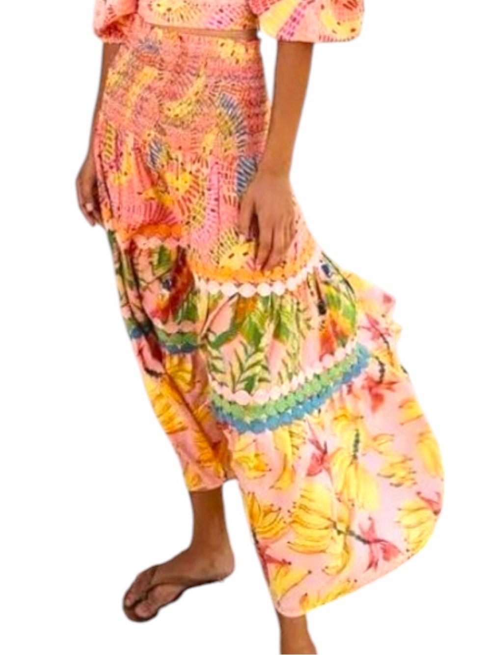 NEW FARM RIO Mixed Pink Print Midi Skirt Size M - Picture 2 of 8